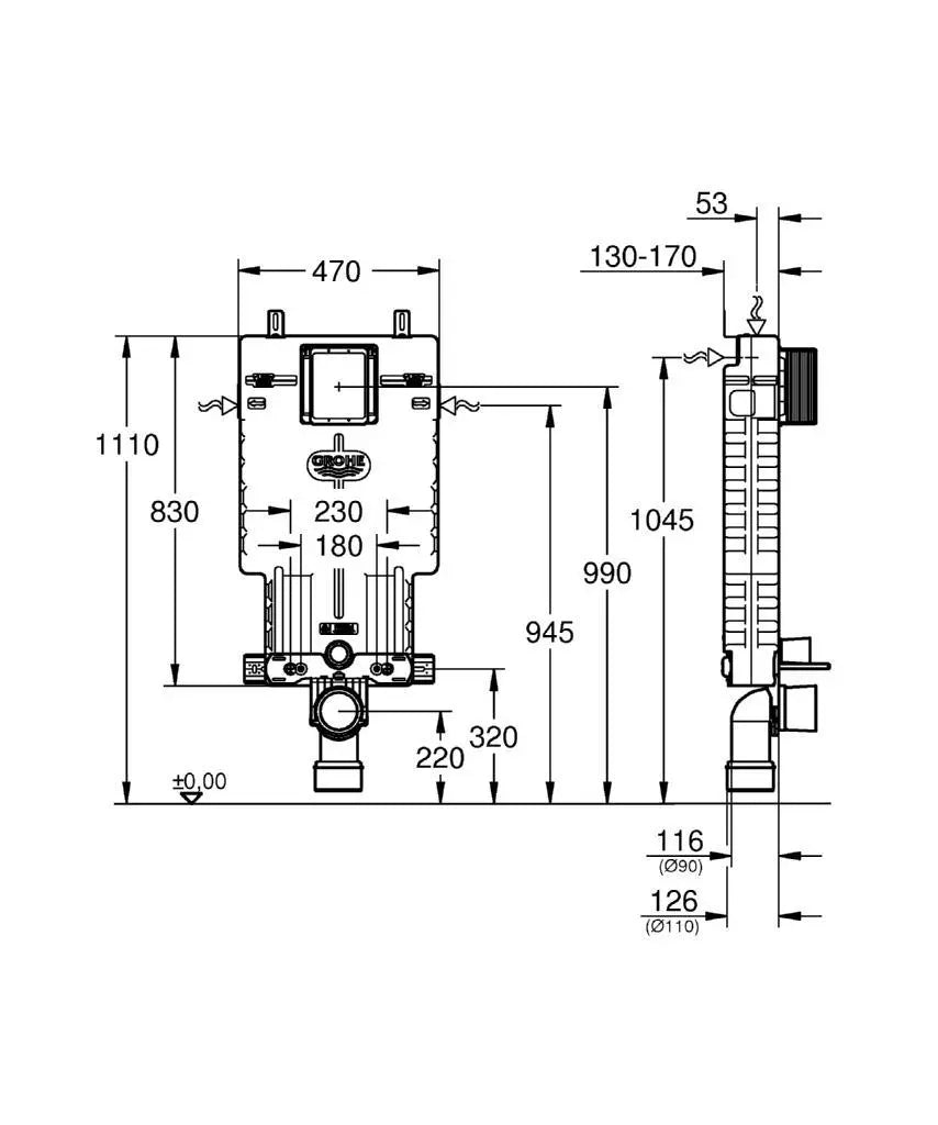 Grohe Uniset Inbouwframe voor Wandtoilet