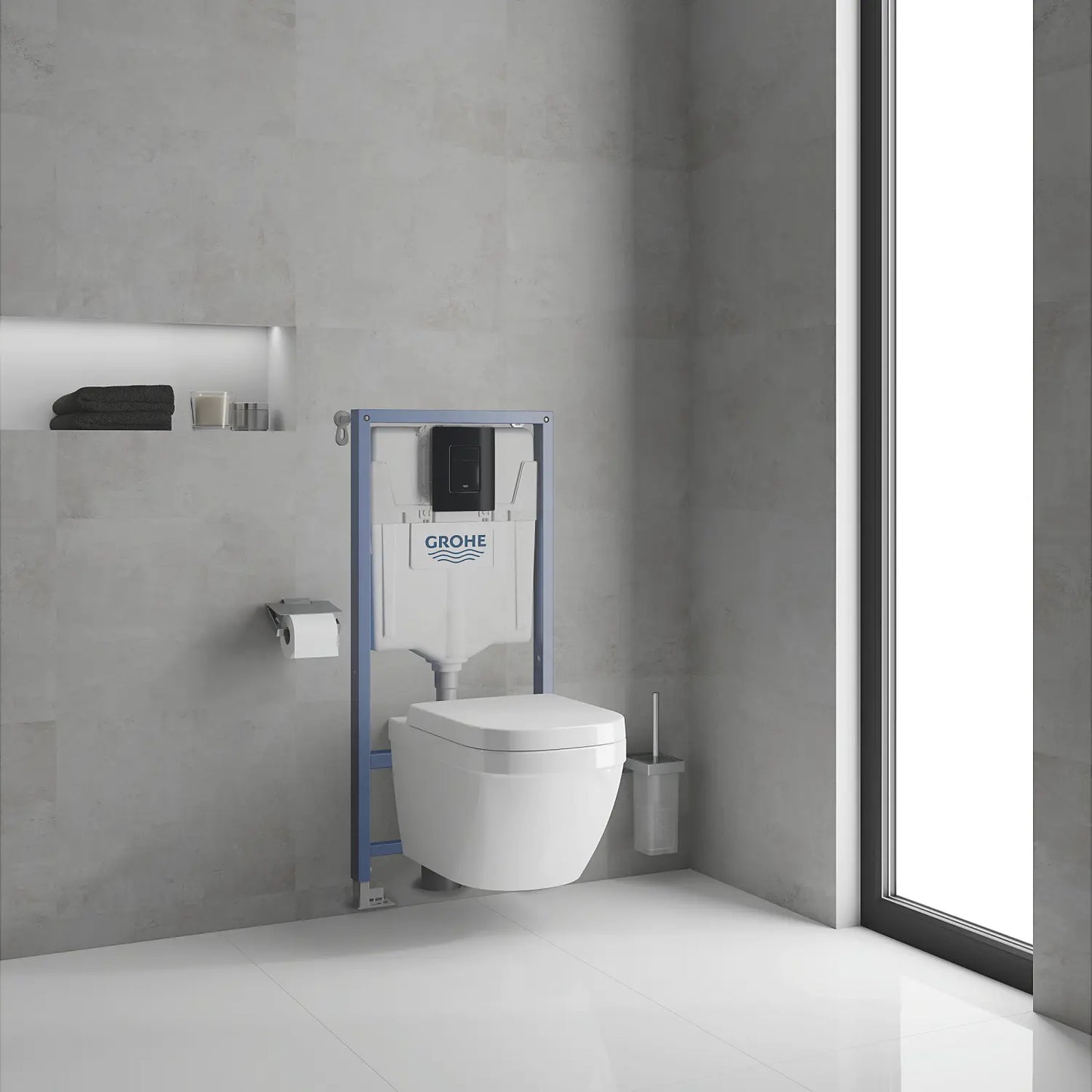 Grohe Rapid SL 3-in-1 Installatieset - 1,13 m - Glanzend Zwarte Inbouwknop - Muurbevestigingsbeugels
