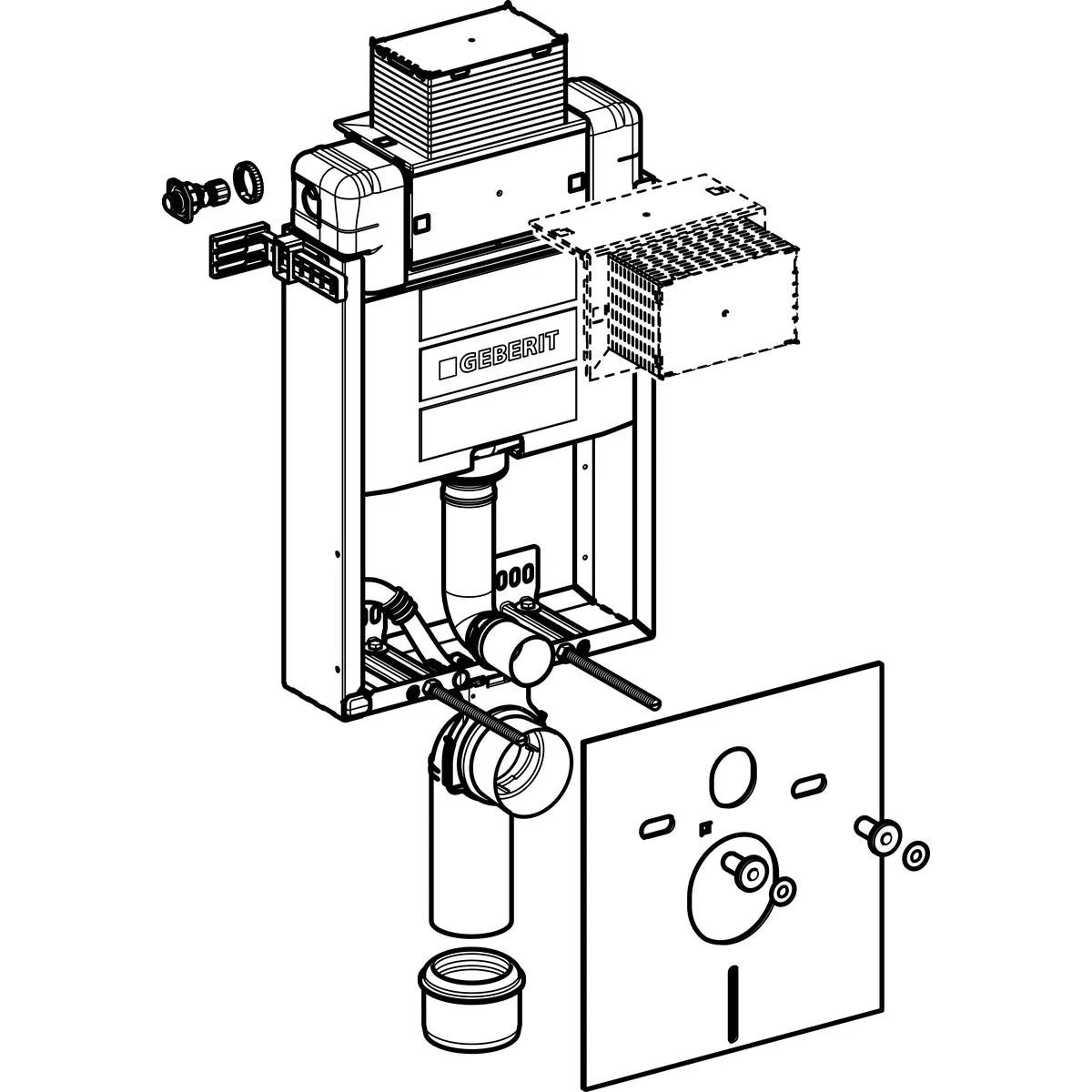 Kombifix frame (montage-element) voor toilet, Omega 12 cm, H98