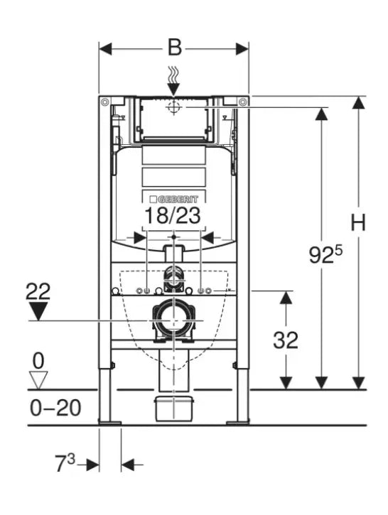Geberit Duofix Inbouwframe voor Wandgemonteerd Kindertoilet - 97 cm - Sigma 12 cm