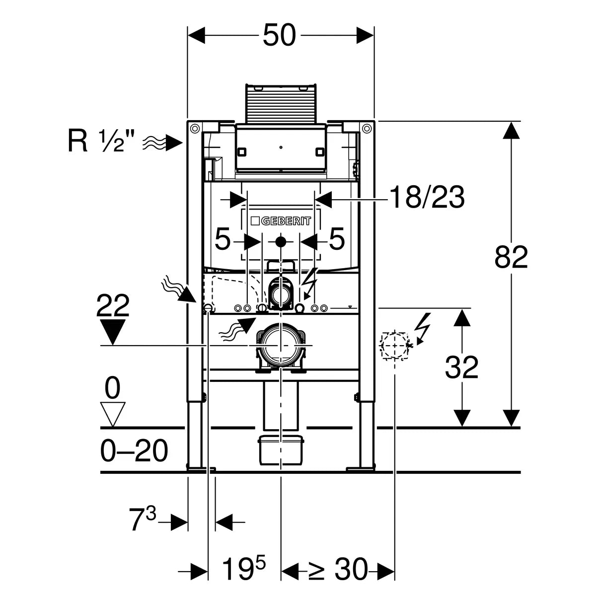 Geberit Duofix-frame voor Toilet - Omega 12 cm - H82