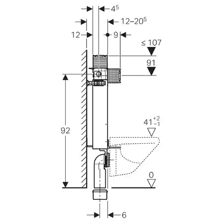 Kombifix frame (montage-element) voor toilet, Omega 12 cm, H98