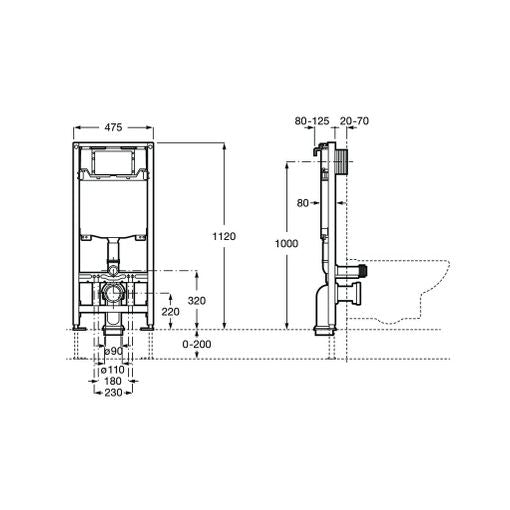 ROCA Duplo One Inbouwtoiletframe