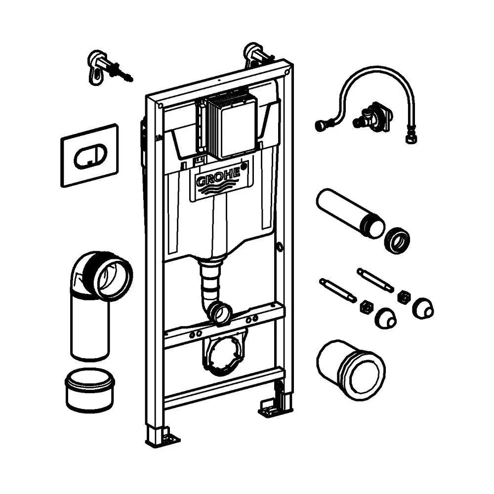 Grohe RAPID SL 3-in-1 Arena Cosmopolitan WC-wandframe - 6/9L - Met Arena-plaat en Beugels