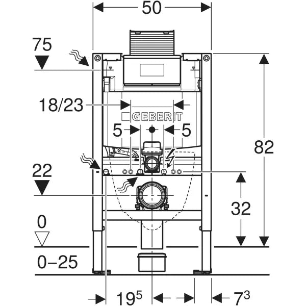Geberit Duofix inbouwframe voor toilet, Omega 12 cm, H82