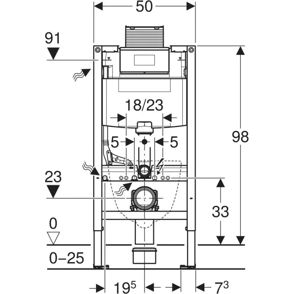 Geberit Duofix Inbouwframe voor Toilet - Omega 12 cm - H98