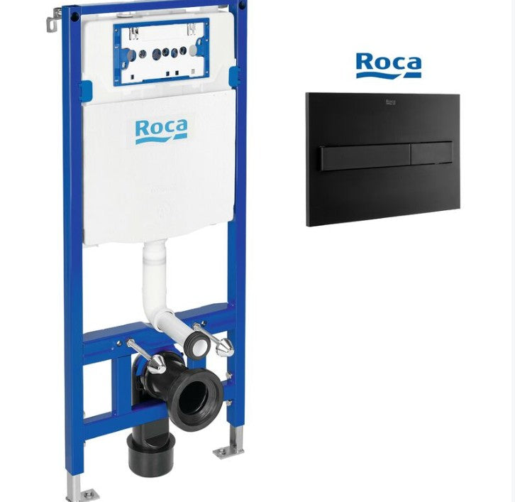 ROCA Duplo One Inbouwtoiletframe met PL7 Dubbele Spoelknop Matzwart - DLY252