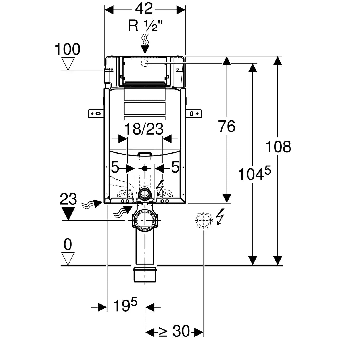 Geberit Kombifix Super Frame voor Toilet - Sigma 12 cm - H108