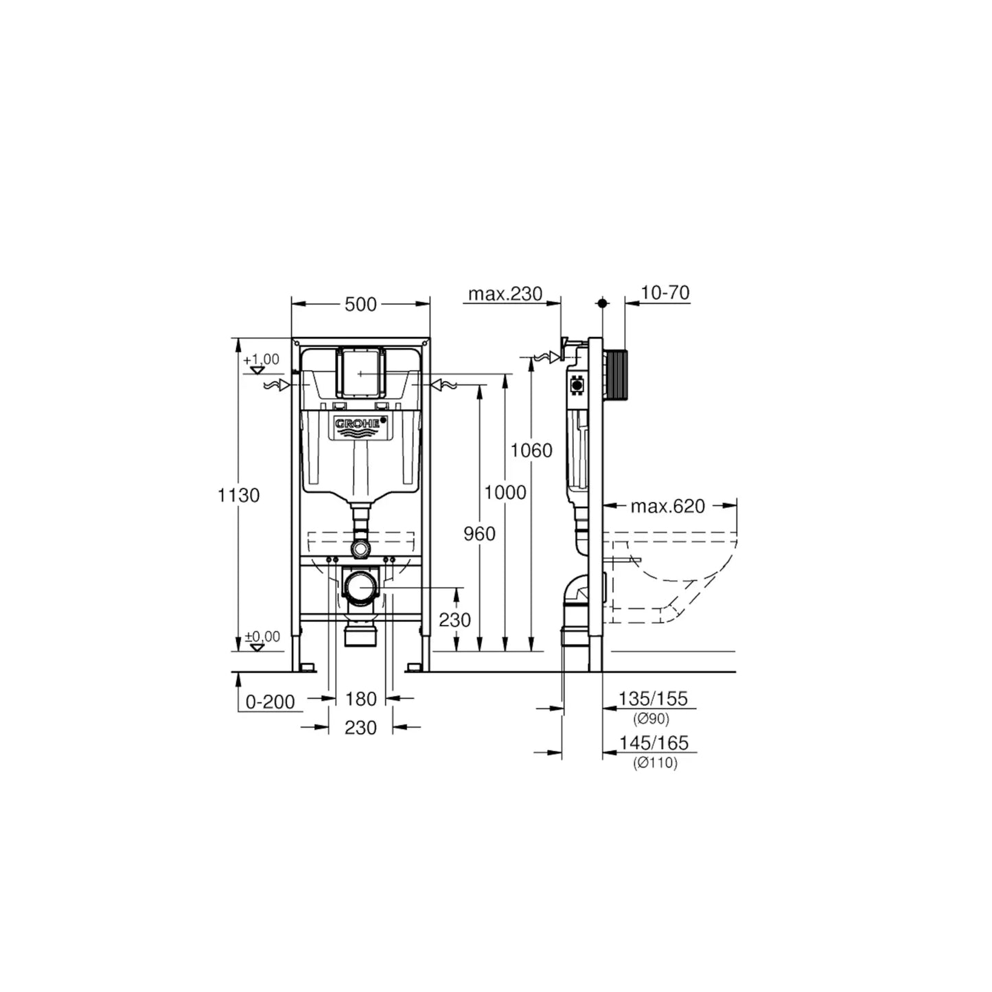 Grohe Solido Frame 2-in-1 Set voor Toilet - Inbouwhoogte 1,13 m