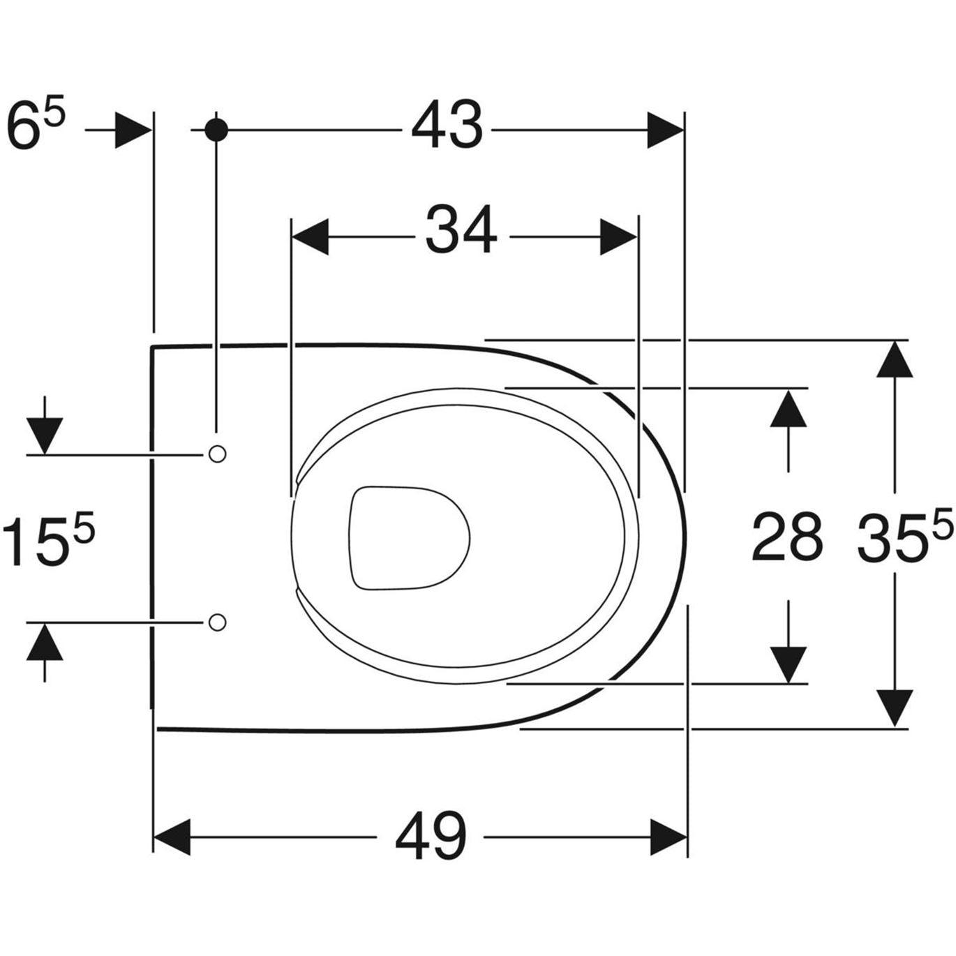 Geberit Selnova Compact Premium Wandtoilet met Spoelfunctie - Rimfree - Kort - 49 cm - Verborgen Bevestigingen