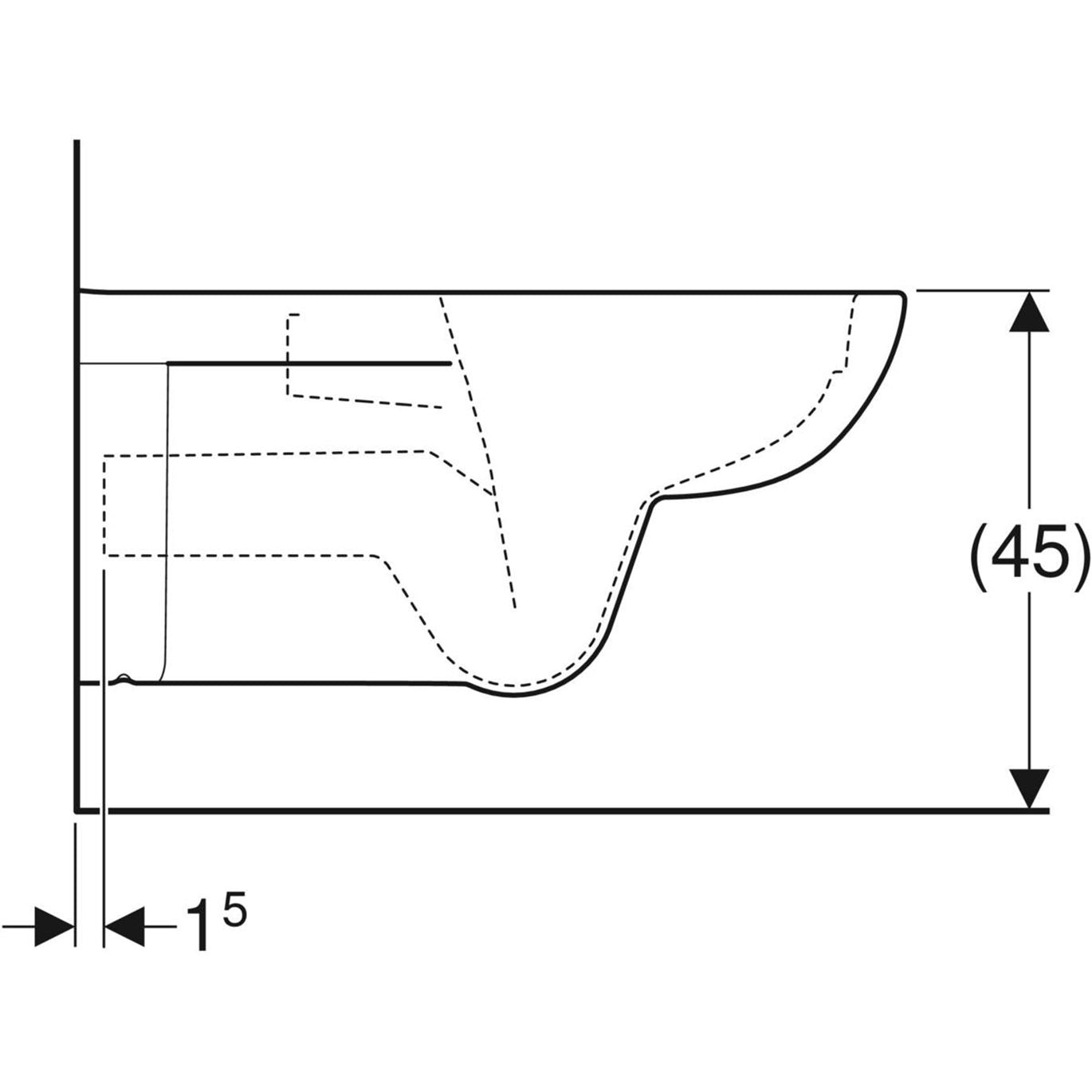 Geberit Selnova Comfort Wandtoilet met Spoelfunctie - Randloos - Lang - 70 cm - Drempelvrij
