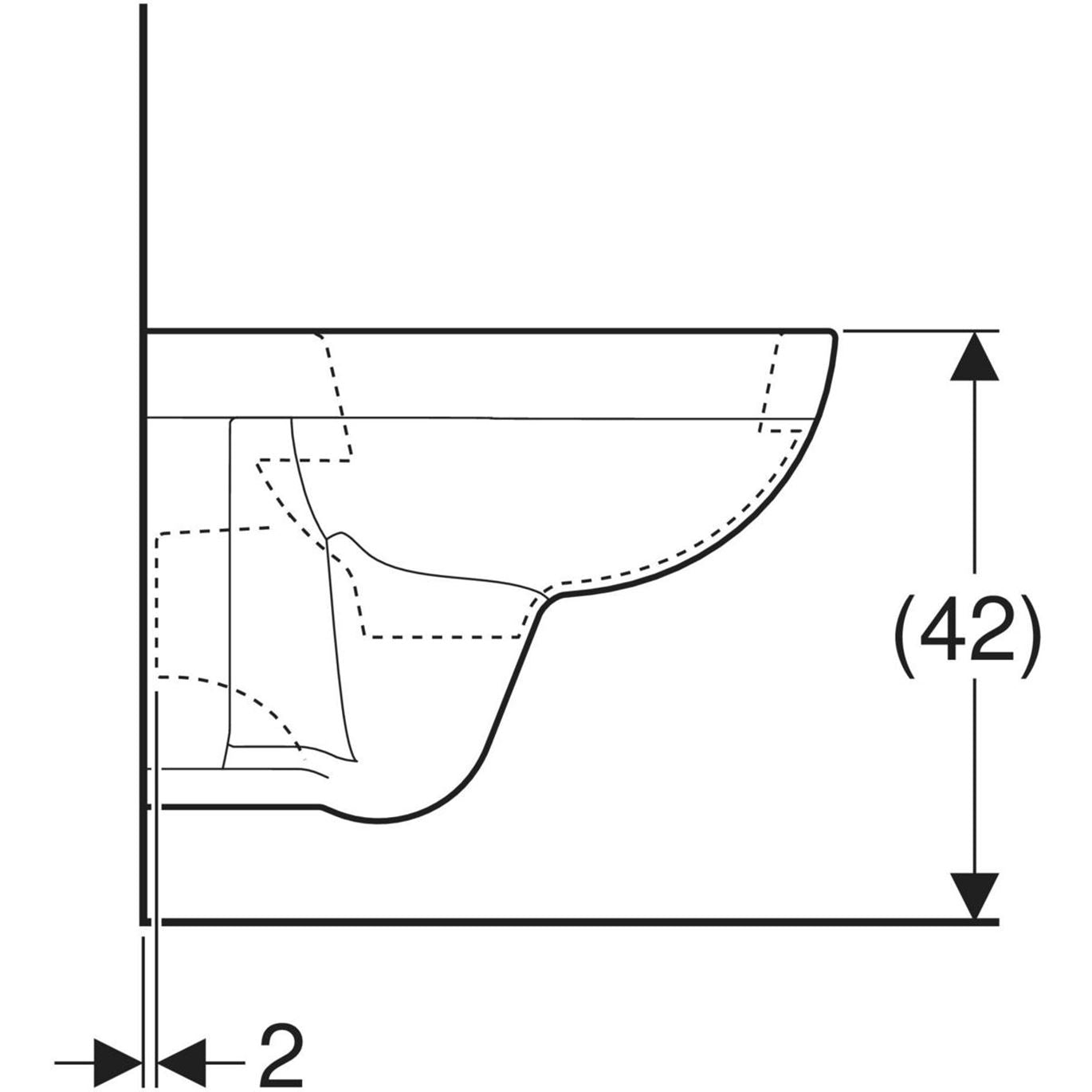 Geberit Selnova Compact Wandtoilet met Spoelfunctie - Kort - 48 cm - Geometrische Vorm