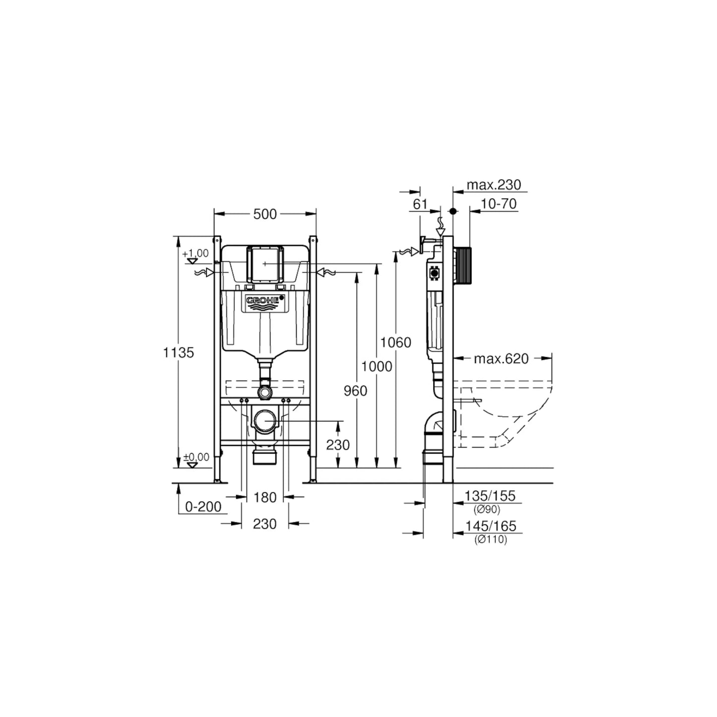 Grohe Solido 2-in-1 Toiletset - Inbouwhoogte 1,13 m