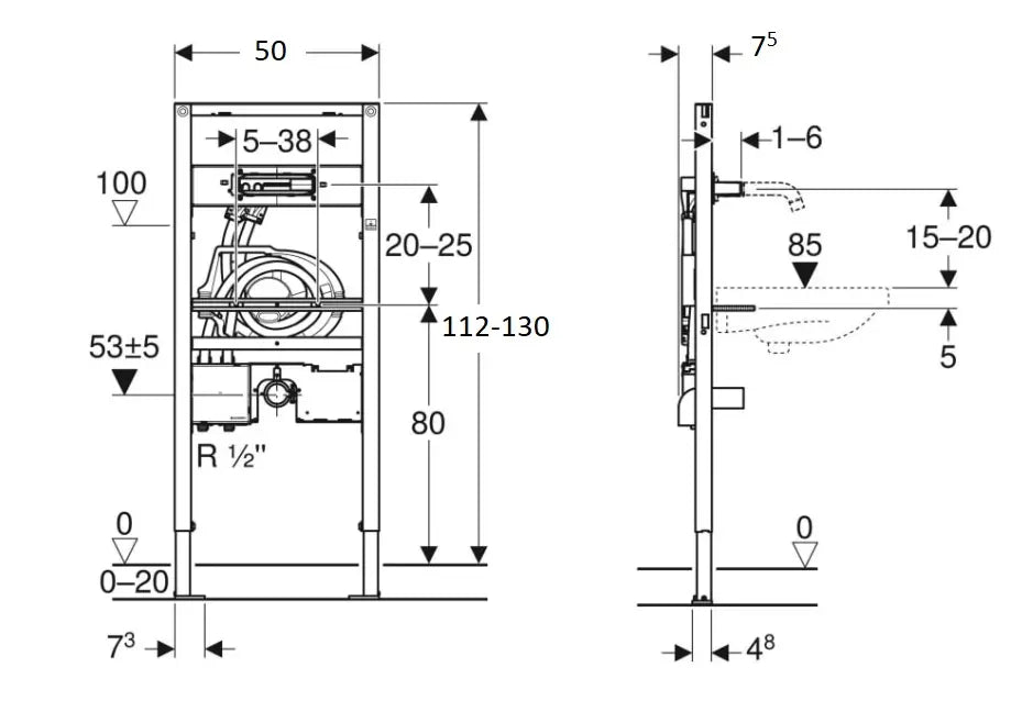 Geberit Duofix-frame voor Wastafel en Kraan ONE